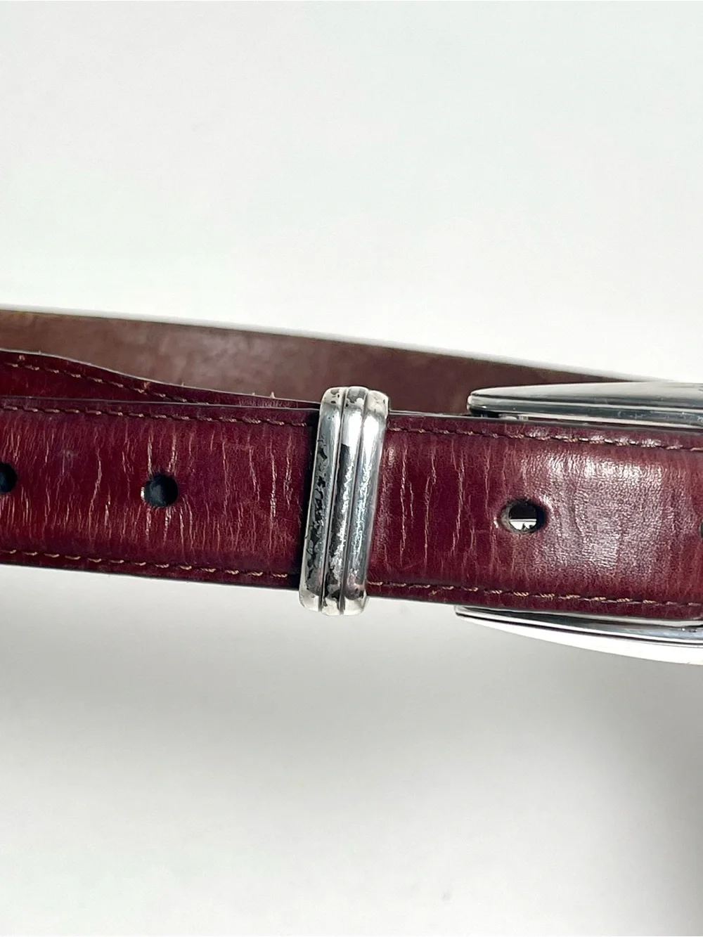Onyx By Brighton Golf Belt Brown Leather Black Trim Silver Hardware Vintage Y2K